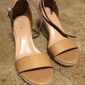 Brown wedges With cream heel